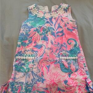 Lilly Pulitzer Pink Blue Green Floral Shift Dress